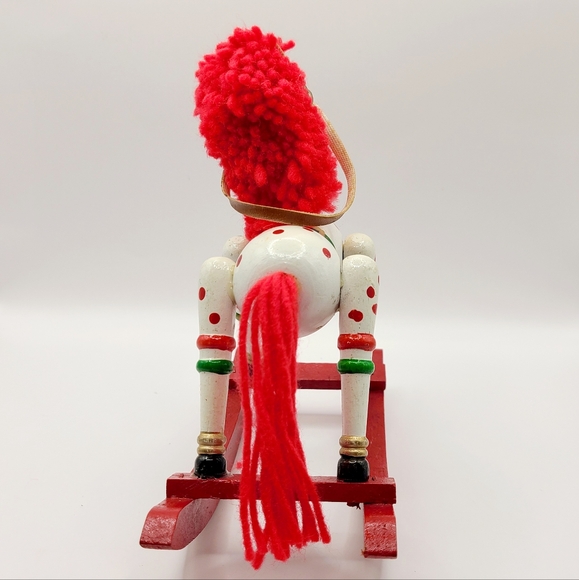 Vintage Wooden Rocking Horse Christmas Decor 7" - Picture 4 of 4
